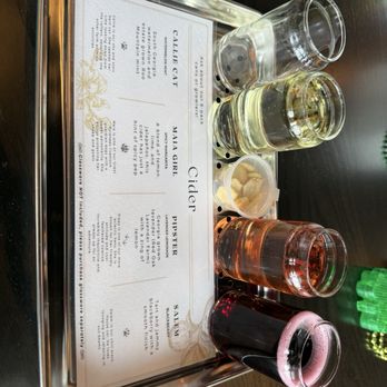 Roo Mountain Vineyards - Cider flight - Wineries Near Me - Ellijay, Georgia Roo Mountain Vineyards - Cider flight - Wineries Near Me - Ellijay, Georgia