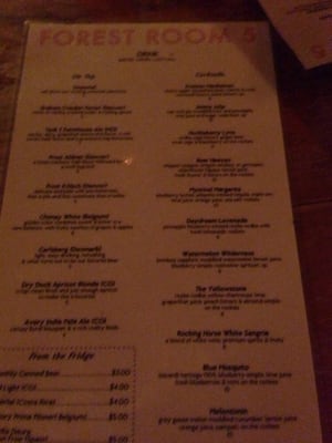 Menu photo 8 Forest Room 5 Denver, CO