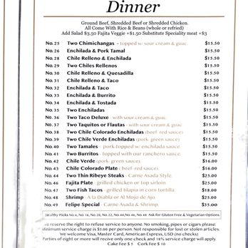 El Azteca Mexican Restaurant - Dinner Menu - Mexican Near Me - Ukiah, California