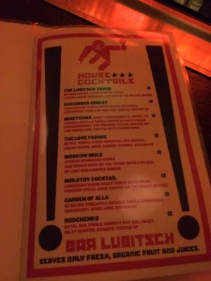 Menu photo 6 Bar Lubitsch West Hollywood, CA Menu photo 6 Bar Lubitsch West Hollywood, CA