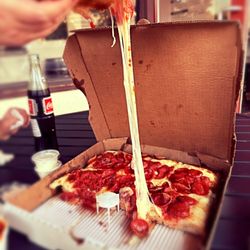 The Parlor Pizzeria - Cheese pull-passed the test!