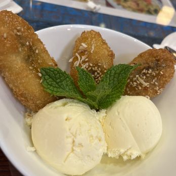 Thai Lao Cuisine - Fried banana with ice cream dessert - Thai Near Me - Fair Oaks, California Thai Lao Cuisine - Fried banana with ice cream dessert - Thai Near Me - Fair Oaks, California