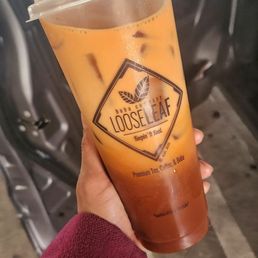 Thai tea with organic milk. The tea is freshly brewed & has perfect amount of milk. So good!