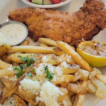 Tasty Town - Catfish with fries and village salad - Greek Near Me - Birmingham, Alabama Tasty Town - Catfish with fries and village salad - Greek Near Me - Birmingham, Alabama