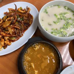 Sautéed squid, sul lung tang, Chung guk jang Sautéed squid, sul lung tang, Chung guk jang