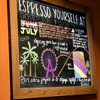 Starbucks - On the wall at this location. "our store purpose is to engage, uplift and have fun with" - Coffee & Tea Near Me - Palm Desert, California Starbucks - On the wall at this location. "our store purpose is to engage, uplift and have fun with" - Coffee & Tea Near Me - Palm Desert, California