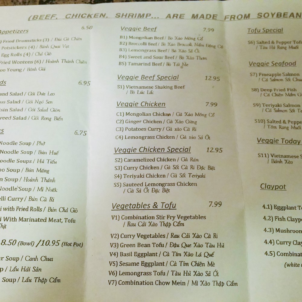 Veggie Today - Menu as of 5/18/16 - Vegetarian Near Me - Concord, California Veggie Today - Menu as of 5/18/16 - Vegetarian Near Me - Concord, California