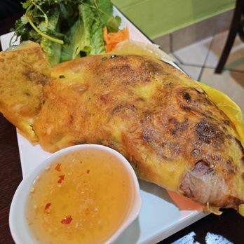 Nudo - Banh Xeo/Vietnamese Delicious Vietnamese Style Pancake with Pork, Shrimp Onions, and Bean Sprouts. Served with NUDO's Special Fish Sauce - Vietnamese Near Me - Metairie, Louisiana