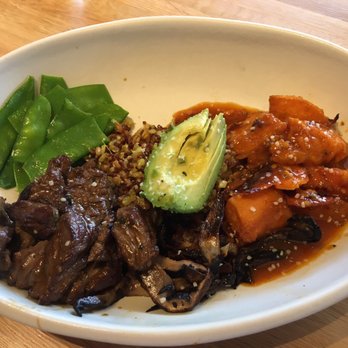 True Food Kitchen - Ancient Grains Bowl $14 + $5 grass-fed steak.. missing the pesto sauce - Vegetarian Near Me - Naples, Florida