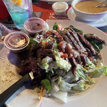 Fire By The Lake - Black and blue salad with raspberry vinaigrette - Seafood Near Me - Guntersville, Alabama Fire By The Lake - Black and blue salad with raspberry vinaigrette - Seafood Near Me - Guntersville, Alabama