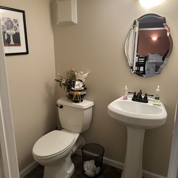 Home Specialty Construction - Powder room has a Saniflo Upflush System - Damage Restoration Near Me Home Specialty Construction - Powder room has a Saniflo Upflush System - Damage Restoration Near Me