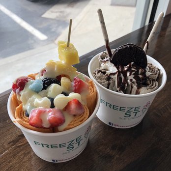 Freeze Style Ice Cream - Roll ice cream | Cha Thai | Cookies'N Cream - Juice Bars & Smoothies Near Me - Upper Arlington, Ohio