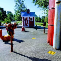 Farm themed water play area. (Before the water was turned on for the day.)