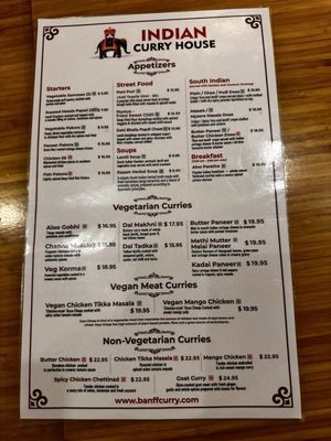 Menu photo 1 Indian Curry House Banff, AB