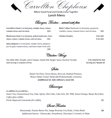 Menu photo 1 Carrollton Chophouse Carrollton, GA