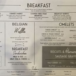 Menu - breakfast