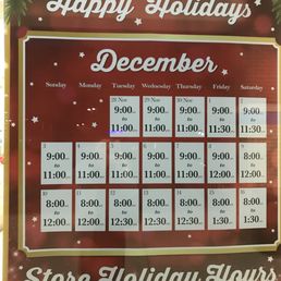 Posted holiday hours