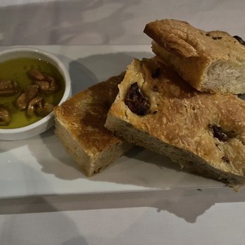 Hideaway Restaurant - fresh baked focaccia with roasted garlic and herb olive oil - Seafood Near Me - Ocean Beach, New York