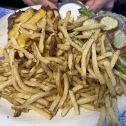 Bacon Cheese Burger with French Fries** Bacon Cheese Burger with French Fries**