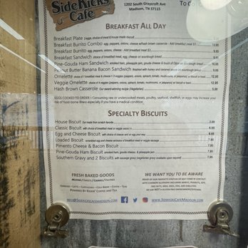SideKicks Cafe - Menu as of 4/8/23 - Cafes Near Me - Madison, Tennessee