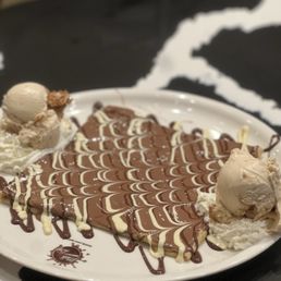 Triple Chocolate Crepe (1) with two scoops of Bischoff ice cream