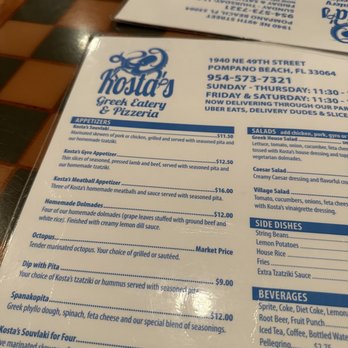 Kosta's Greek Eatery - Menu - Greek Near Me - Pompano Beach, Florida Kosta's Greek Eatery - Menu - Greek Near Me - Pompano Beach, Florida