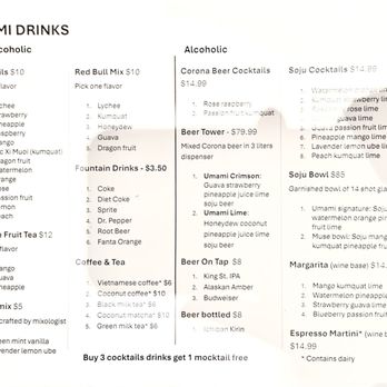 Umami Bbq & Bar - Drink menu - Barbeque Near Me - Anchorage, Alaska