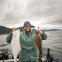 Homer Ocean Charters - Brother catching Halibut