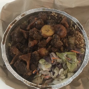 Soulful Foods - Oxtails Dinner Platter -Served with rice, salad and Plantains - Caribbean Near Me - Brooklyn, New York