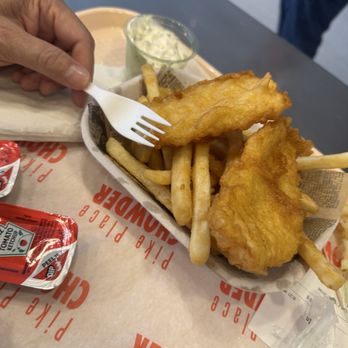 Pike Place Chowder - Pacific Place - 2 pc cod and chips. $19.25...fries to order. Nice and HOT - Seafood Near Me - Seattle, Washington Pike Place Chowder - Pacific Place - 2 pc cod and chips. $19.25...fries to order. Nice and HOT - Seafood Near Me - Seattle, Washington