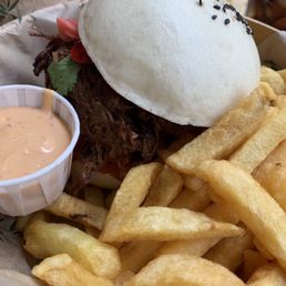 Burger and fries Burger and fries