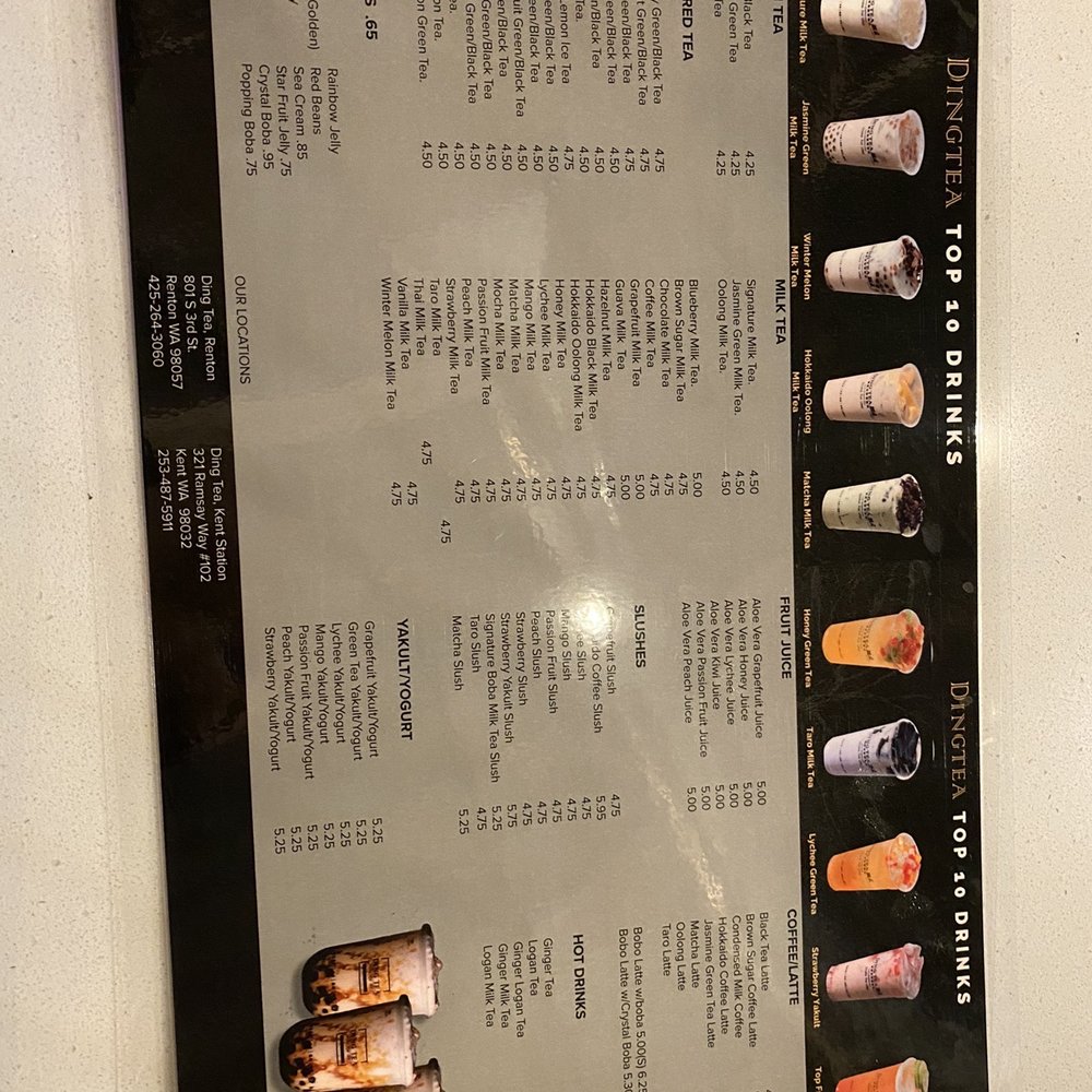 Ding Tea - Menu - Bubble Tea Near Me - Kent, Washington