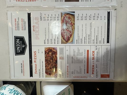 Menu photo 2 Union Pizza Company Manhattan Beach, CA