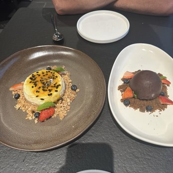 Manka Peruvian Cuisine - Mousse de lucuma and cheesecake de maracuya - Peruvian Near Me - Carlsbad, California Manka Peruvian Cuisine - Mousse de lucuma and cheesecake de maracuya - Peruvian Near Me - Carlsbad, California