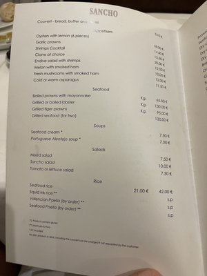 Menu photo 1 Sancho Lisbon, 11 Menu photo 1 Sancho Lisbon, 11