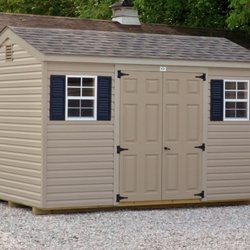 Twin Locust Barns - 8x12 Cottage with Tan vinyl siding