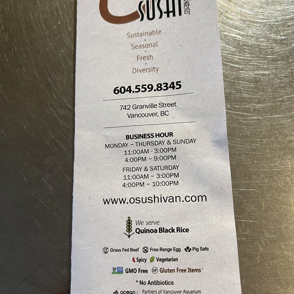 O Sushi - MENU - Sushi Bars Near Me - Vancouver, British Columbia O Sushi - MENU - Sushi Bars Near Me - Vancouver, British Columbia