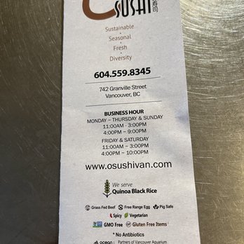O Sushi - MENU - Sushi Bars Near Me - Vancouver, British Columbia