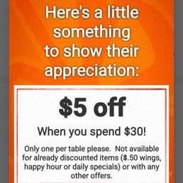 a sign for $ 5 off