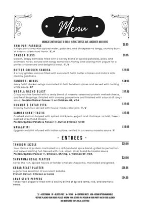 Menu photo 8 Monica’s Mithai Cafe & Bar Andover, MA