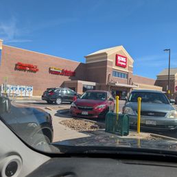 Cart in corner is dragged there from curb where it stopped. Cart in corner is dragged there from curb where it stopped.