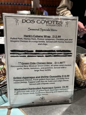 Menu photo 2 Dos Coyotes Border Cafe San Ramon, CA Menu photo 2 Dos Coyotes Border Cafe San Ramon, CA