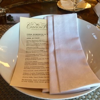 The Canyon Villa - Sunday dinner menu - Bed & Breakfast Near Me - Paso Robles, California