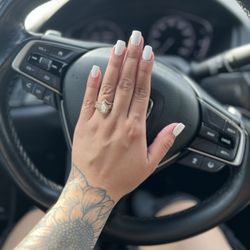 Sapphire Nails & Spa - White acrylic set. Short and square