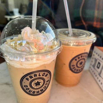 Parlor Doughnuts - White Christmas latte and Honey Cinnamon Cold Brew - Donuts Near Me - Houston, Texas Parlor Doughnuts - White Christmas latte and Honey Cinnamon Cold Brew - Donuts Near Me - Houston, Texas