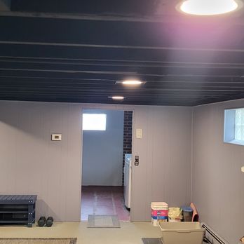 Senyk Painting - Sprayed basement ceilings black - Painters Near Me Senyk Painting - Sprayed basement ceilings black - Painters Near Me