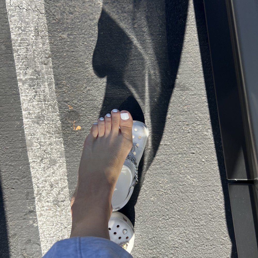 White gel Pedicure . So happy with the outcome