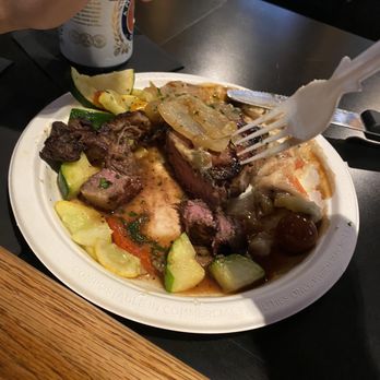 Skyland - $30 steak served on a paper plate. The toughest steak we've eaten in a long time - Resorts Near Me - Luray, Virginia