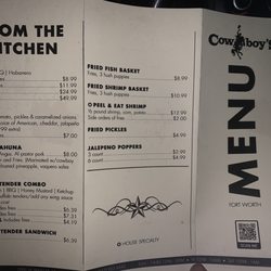 Cowboys Beer Barn - Menu