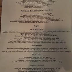 Chango Chango - Food menu, page 1